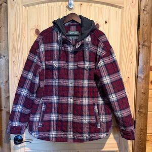 American Eagle Plaid Flannel Quilted Hooded Jacket Men’s Size XXL